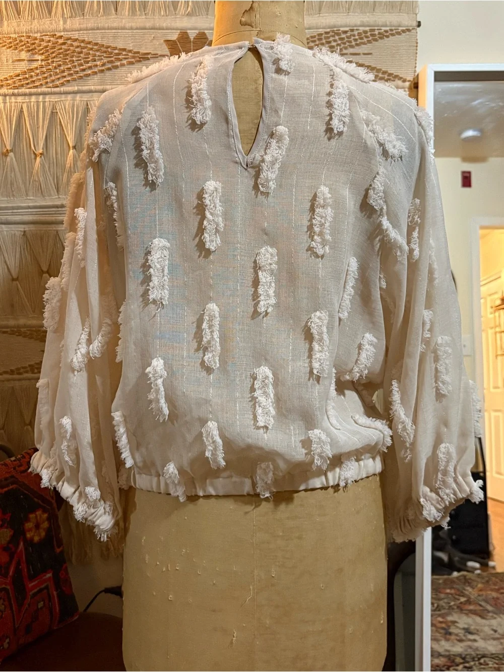 Zara Cream Puff Sleeve Blouse